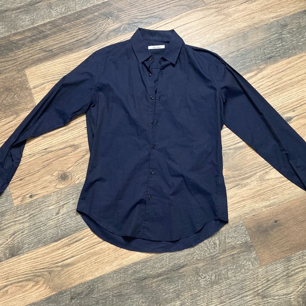 Jac + Jack Men’s Navy Cotton Long Sleeve Shirt Button Up Size S